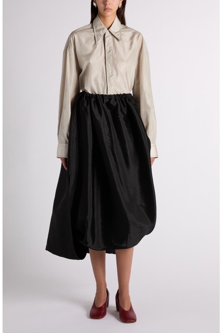 Asymmetric Midi Satin Bubble Skirt, Alternate, color, 1010 DOUBLE BLACK