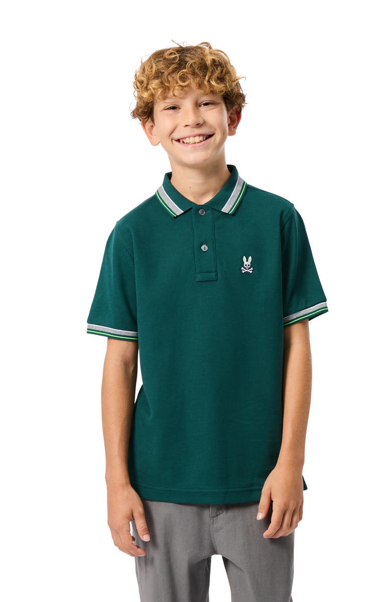Psycho Bunny Kids' Rockport Piqué Knit Polo, Alternate, color, Sea Moss