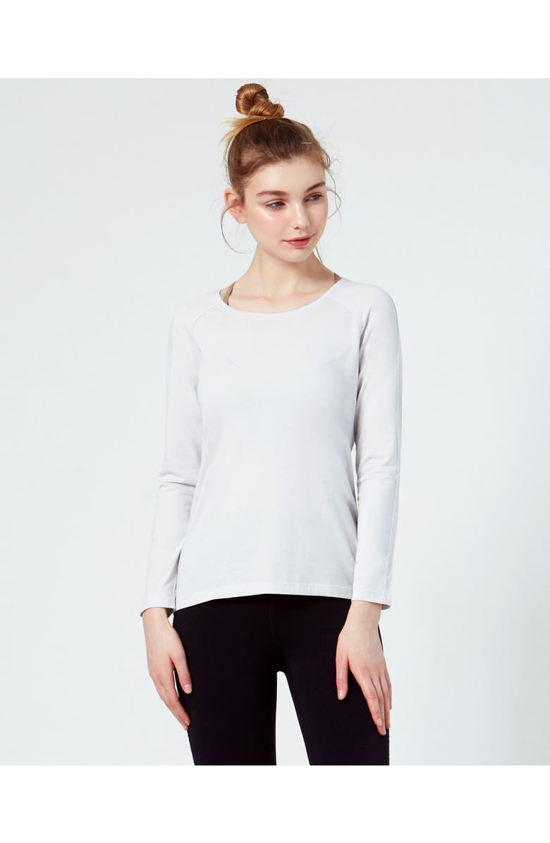 Rebody Active Rebody Essentials Scooped Long Sleeve Top, Alternate, color, Ice Grey