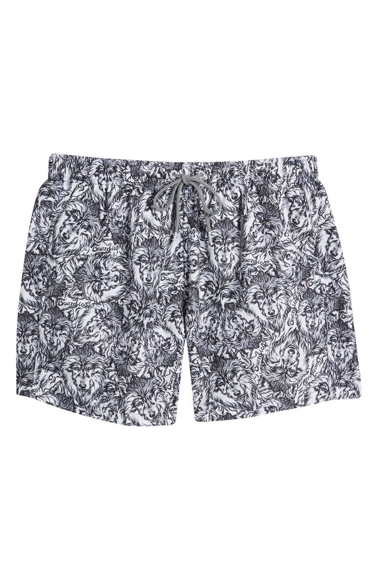 Boardies Wolf Print Mid Swim Trunks, Alternate, color,