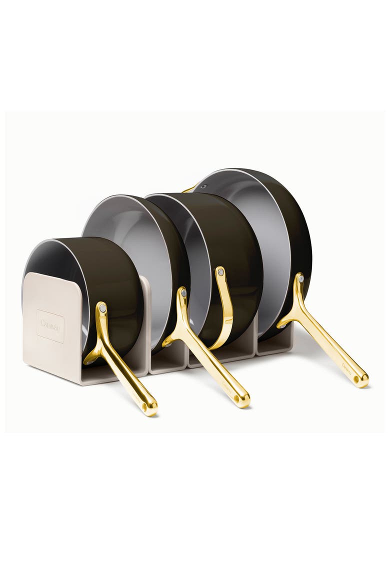 Non-Toxic Ceramic Non-Stick 7-Piece Cookware Set with Lid Storage, Alternate, color, BLACK/ GOLD