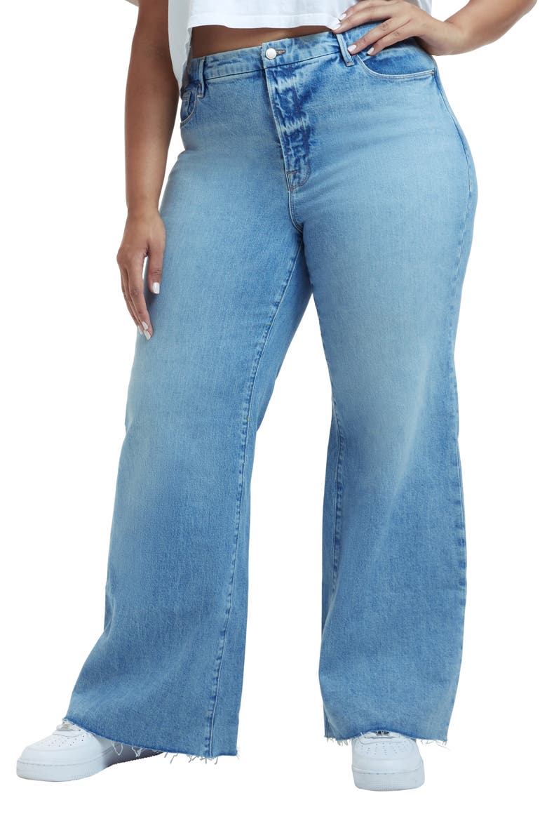 Good Waist Raw Hem Palazzo Jeans, Alternate, color, INDIGO259