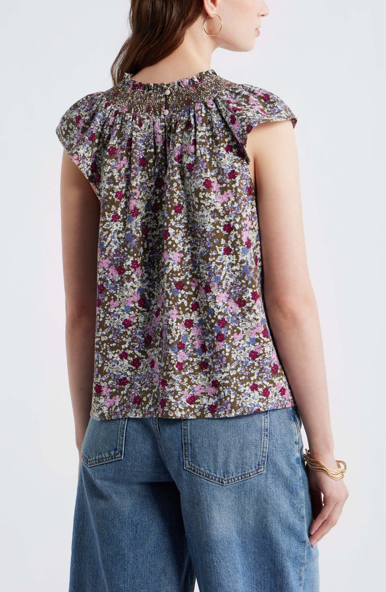 Treasure & Bond Smocked Neck Linen Blend Top, Alternate, color,