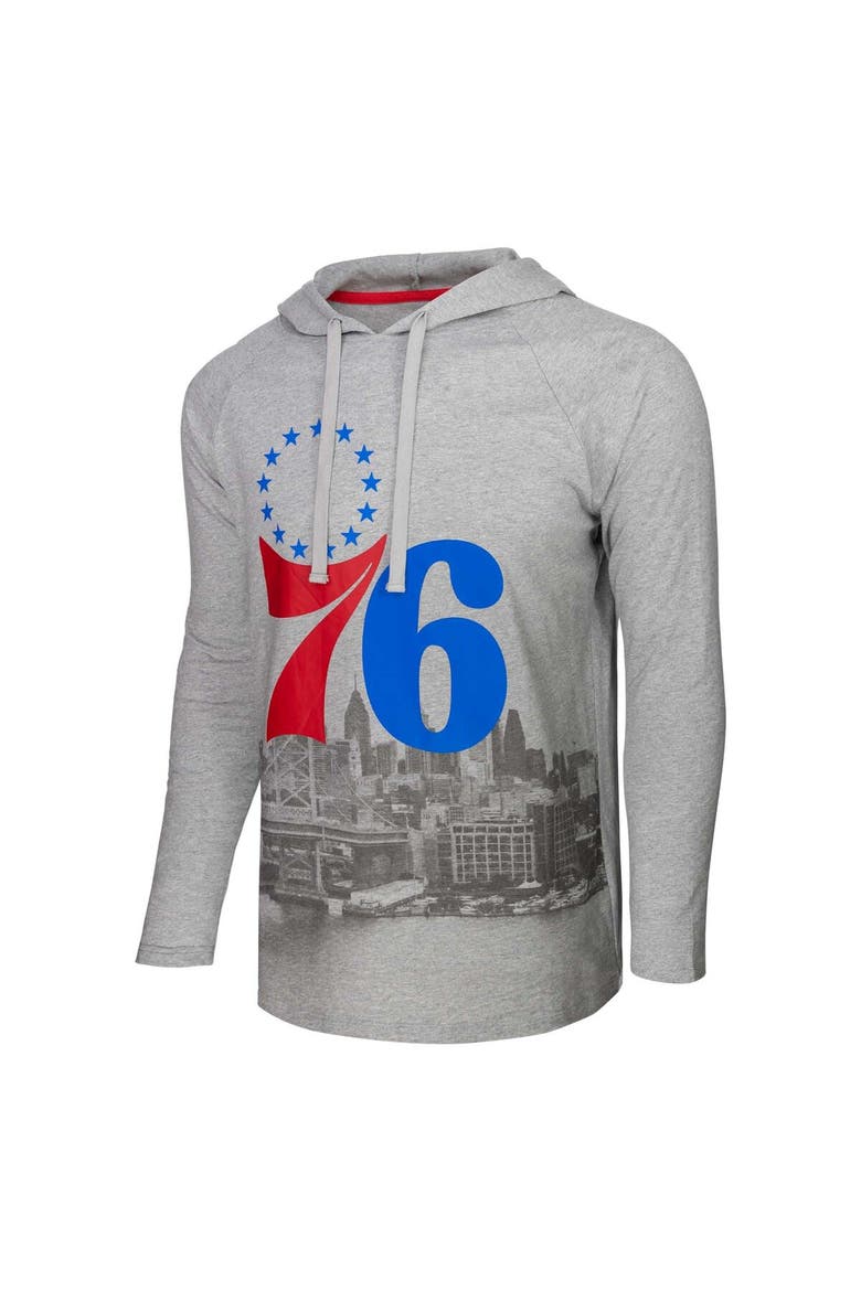 Men's Stadium Essentials Heather Gray Philadelphia 76ers Atrium Raglan Long Sleeve Hoodie T-Shirt, Alternate, color, Heather Gray