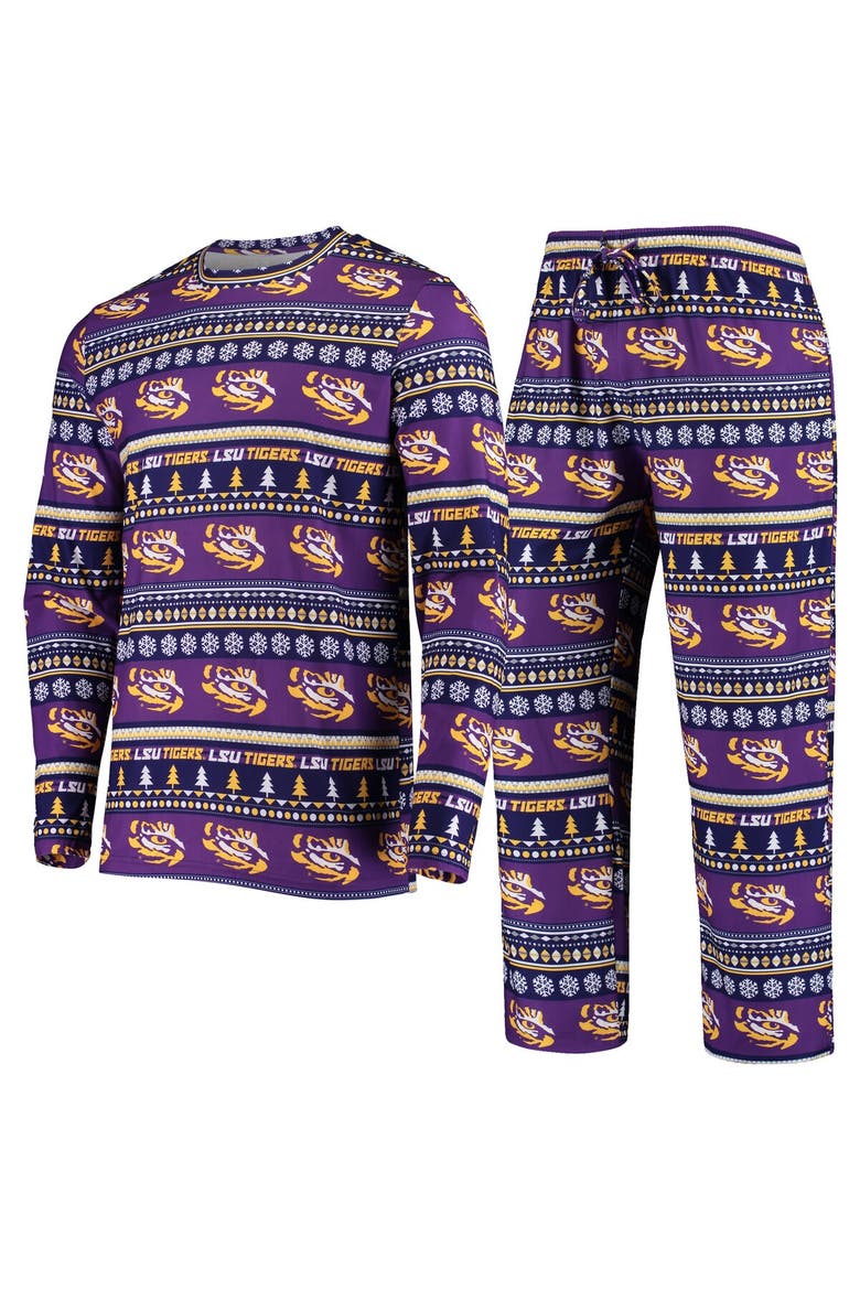 Men's Concepts Sport Purple LSU Tigers Ugly Sweater Knit Long Sleeve Top and Pant Set, Main, color, Purple