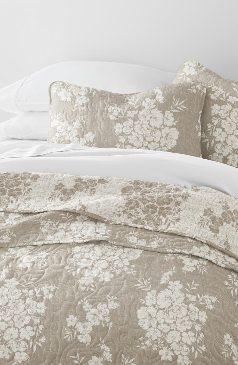 HOMESPUN Pattern Reversible Quilt & Sham Set, Alternate, color, Distressed Taupe