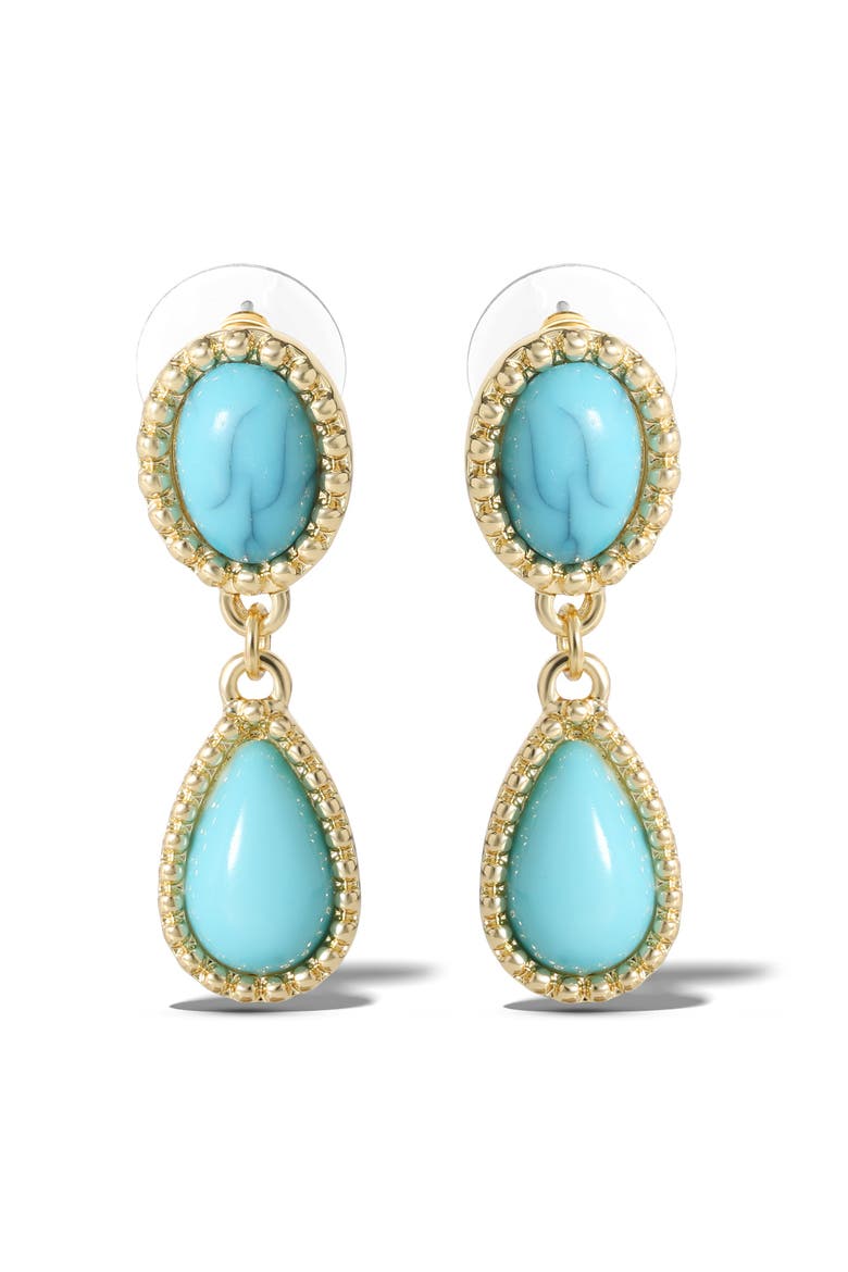 Turquoise Oxidized Dangle Earrings, Main, color, Gold, Turquoise