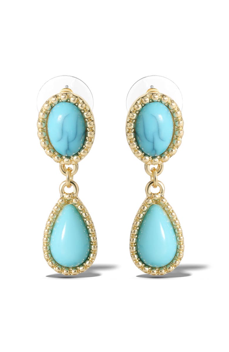 Jessica Simpson Turquoise Oxidized Dangle Earrings, Main, color, Gold, Turquoise