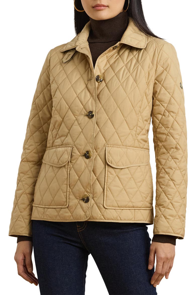 Diamond Quilted Jacket, Main, color, SAND