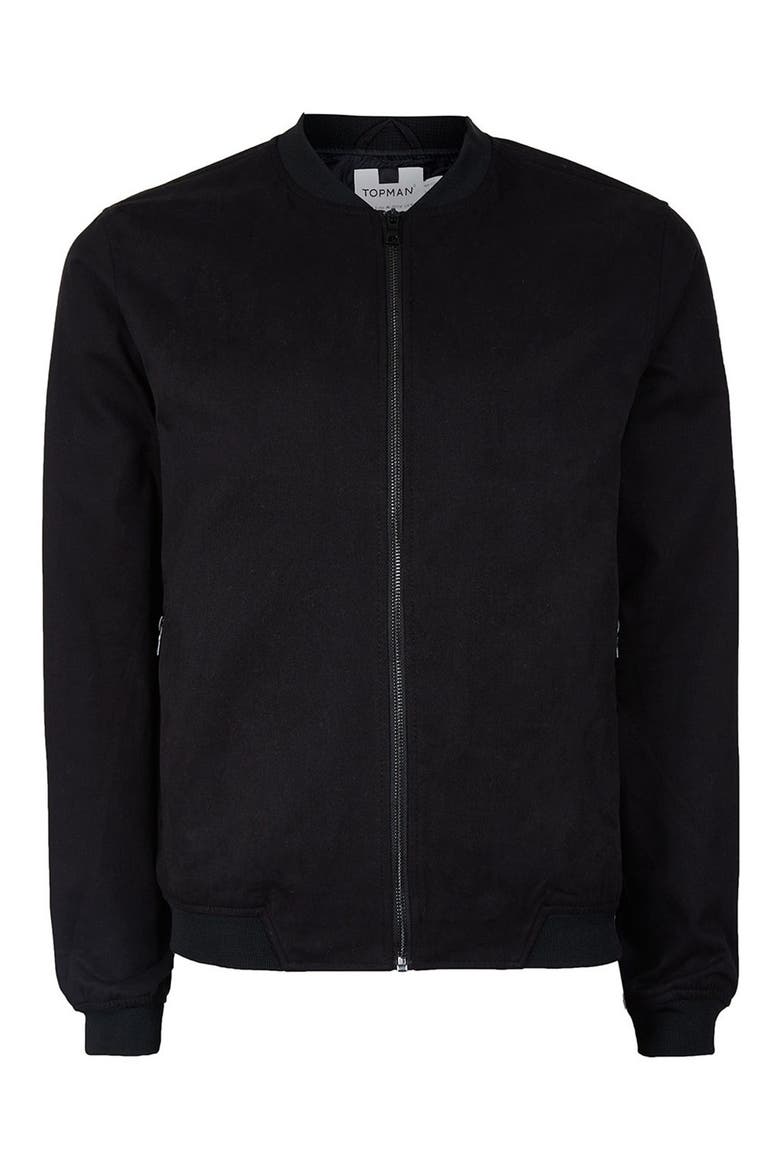 Cotton Bomber Jacket, Alternate, color, BLACK