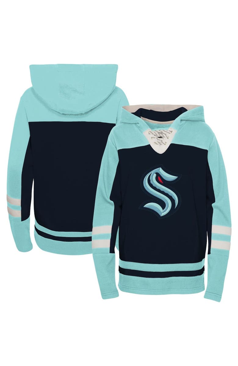 Outerstuff Youth Deep Sea Blue Seattle Kraken Ageless Revisited Home Lace-Up Pullover Hoodie, Main, color, 