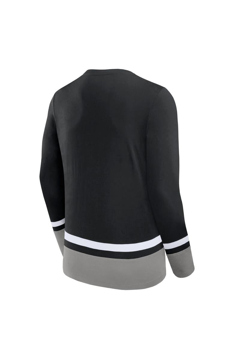 FANATICS Men's Fanatics Branded Black Los Angeles Kings Back Pass Lace-Up Long Sleeve T-Shirt, Alternate, color,