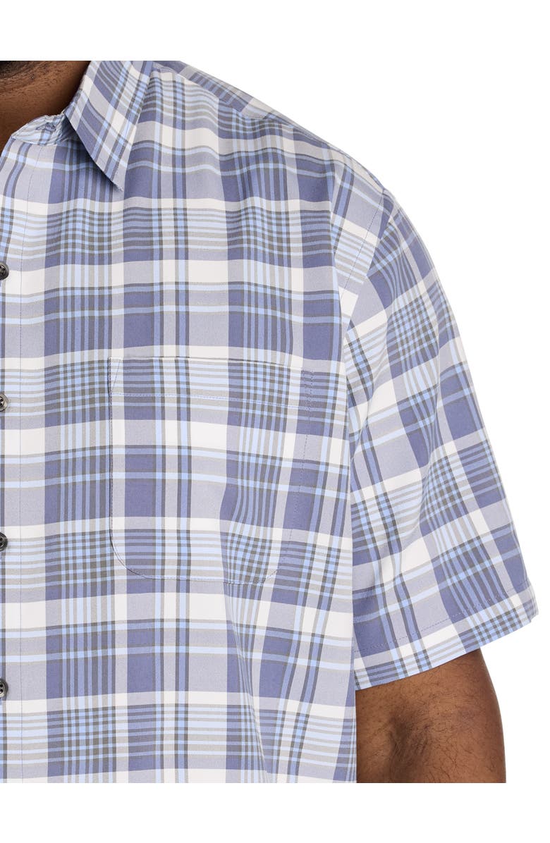 Synrgy by DXL Big & Tall Plaid Microfiber Sport Shirt, Alternate, color, Blue