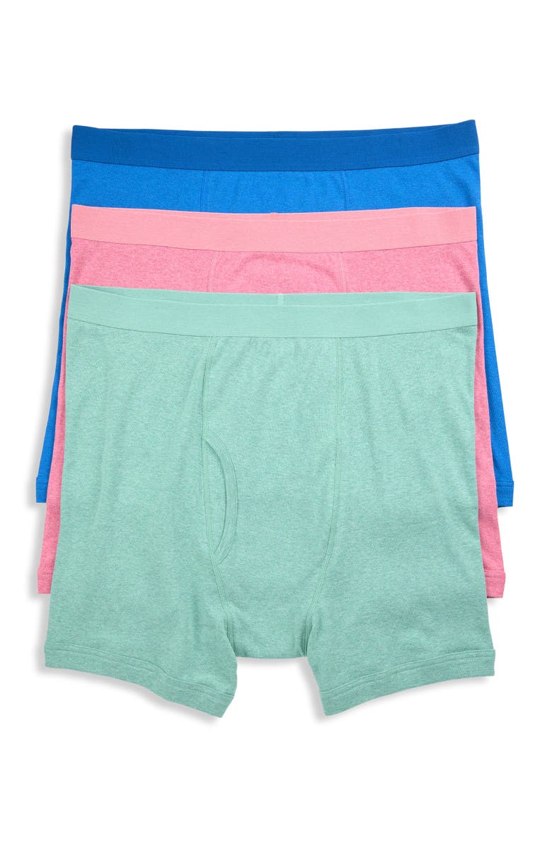 Harbor Bay by DXL Big & Tall 3-pk Heathered Boxer Briefs, Main, color, Aqua Heather