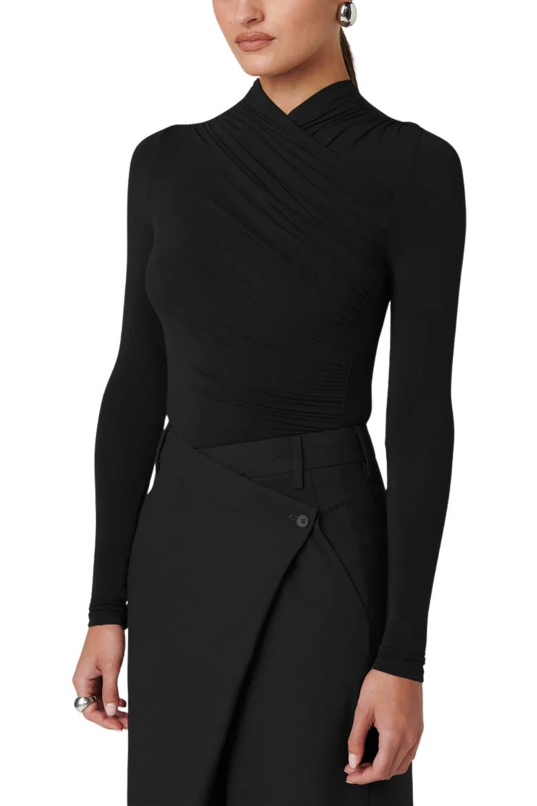 Amrita Ruched Long Sleeve Bodysuit, Alternate, color, SHADOW