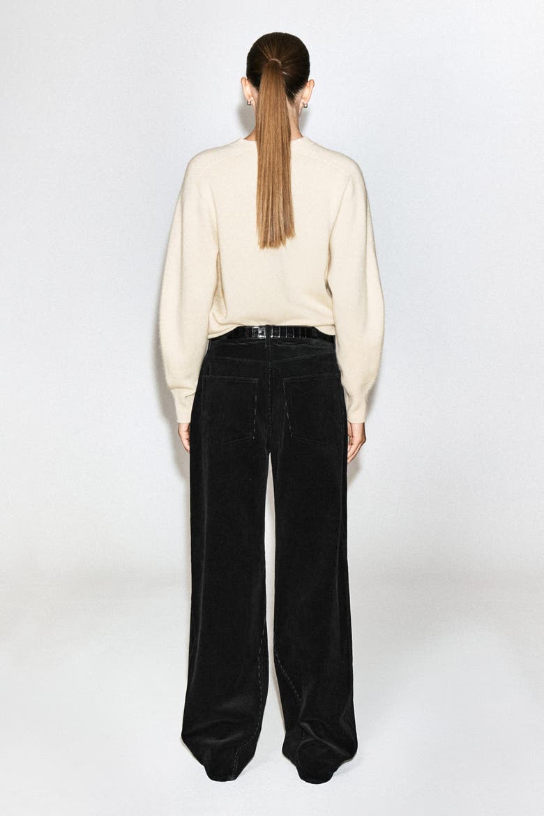 Facade Corduroy Straight-Leg Jeans, Alternate, color, BLACK