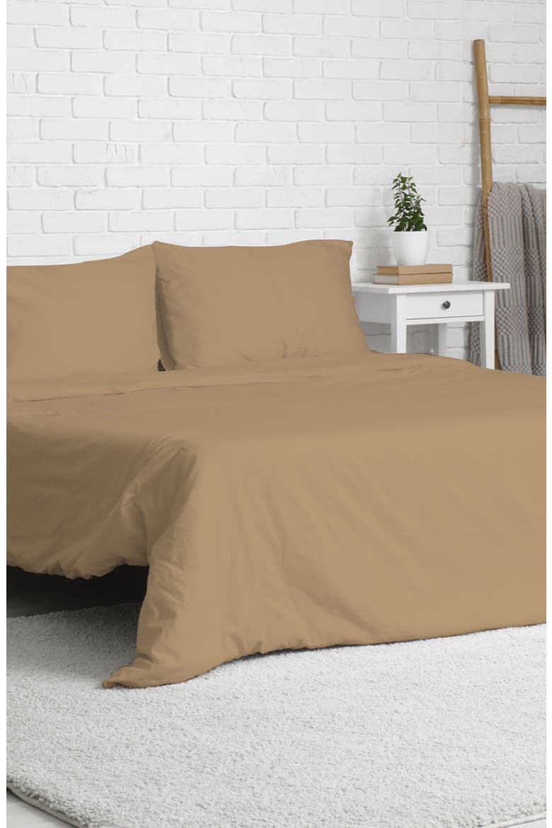 Solid Beige Microfiber Duvet Cover Set, Alternate, color, BEIGE