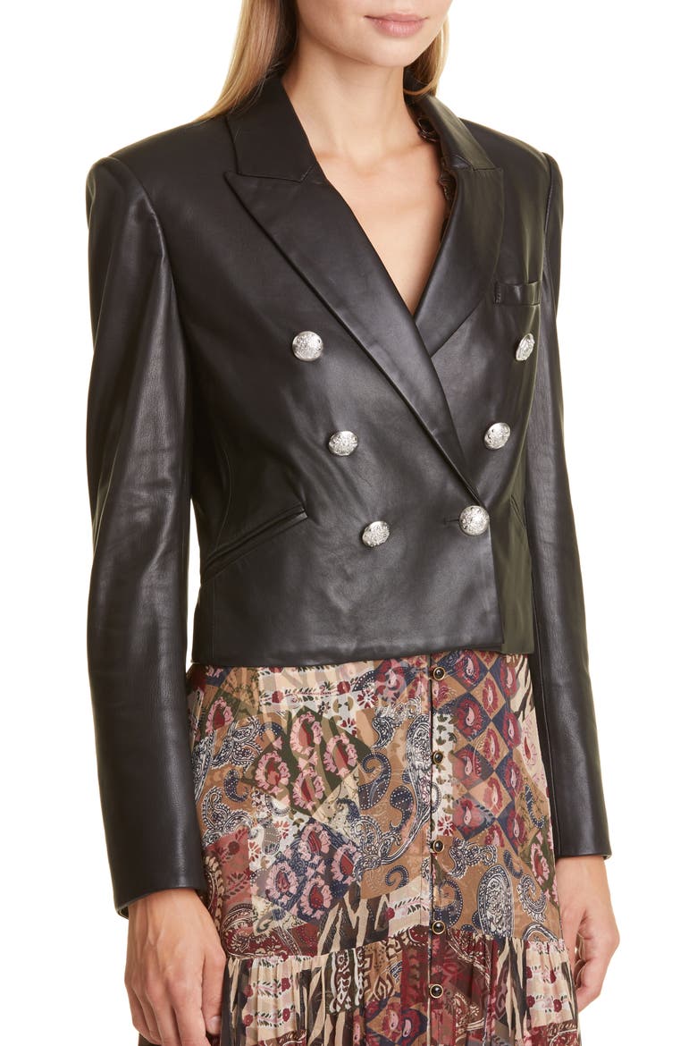 Nevis Leather Jacket, Alternate, color, BLACK