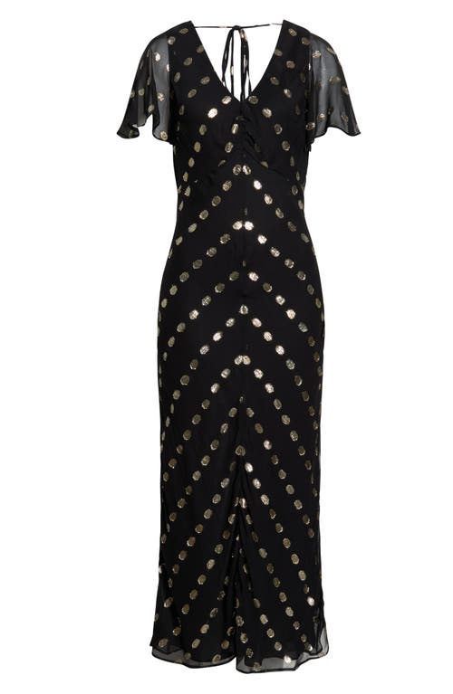 Halogenr Halogen(r) Metallic Dot Tie Back Maxi Dress In Black