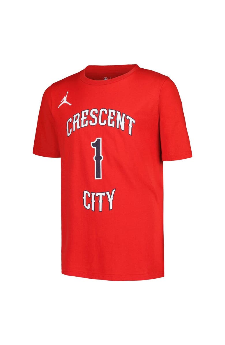 Jordan Brand Youth Jordan Brand Zion Williamson Red New Orleans Pelicans Name & Number Statement T-Shirt, Alternate, color, Red
