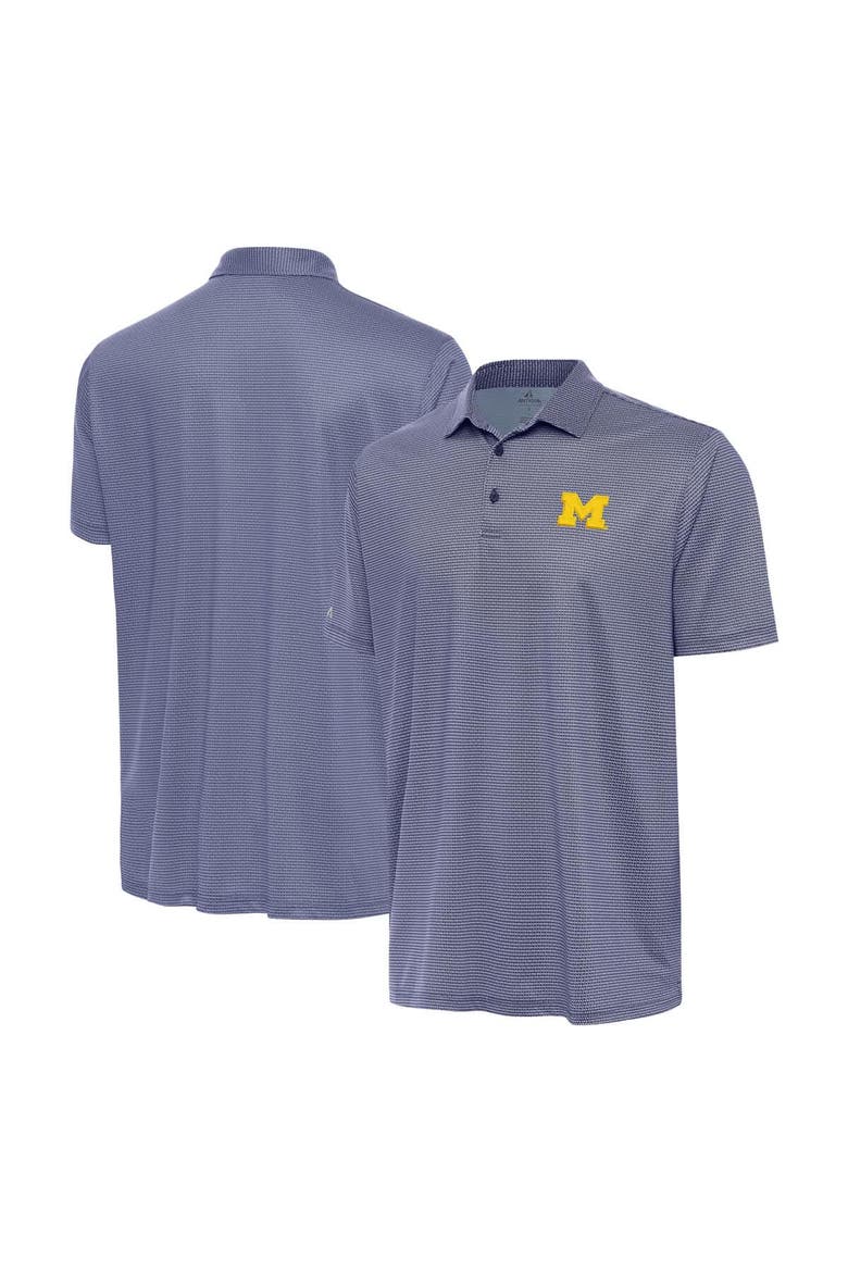 Men's Antigua White/Navy Michigan Wolverines Rings Polo, Alternate, color, White