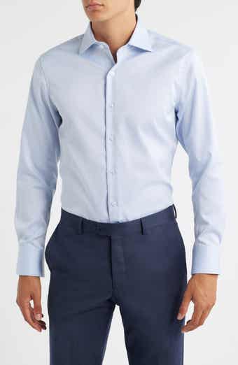 ZANETTI Trim Fit Cotton Twill Dress Shirt