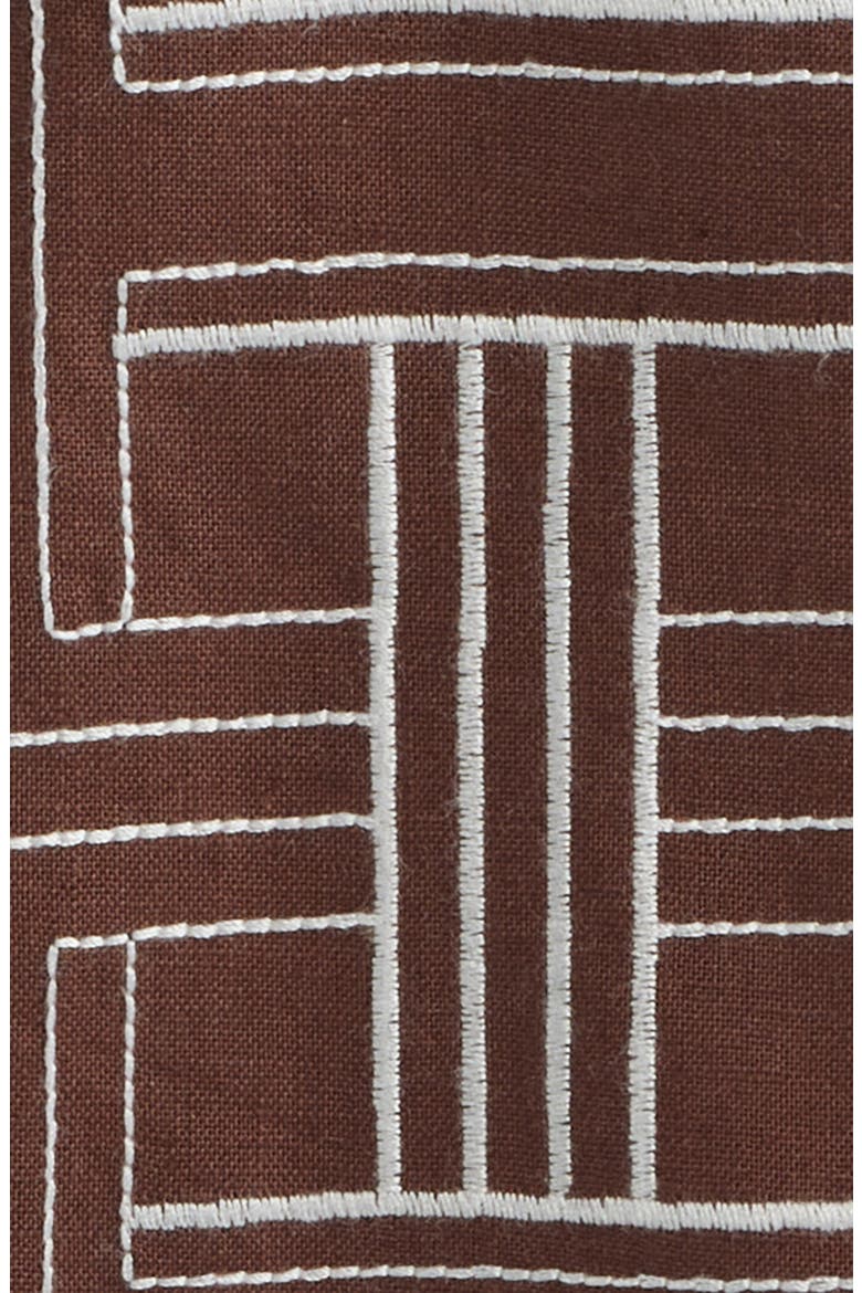 Shashiko Embroidered Button-Up Shirt, Alternate, color, BROWN