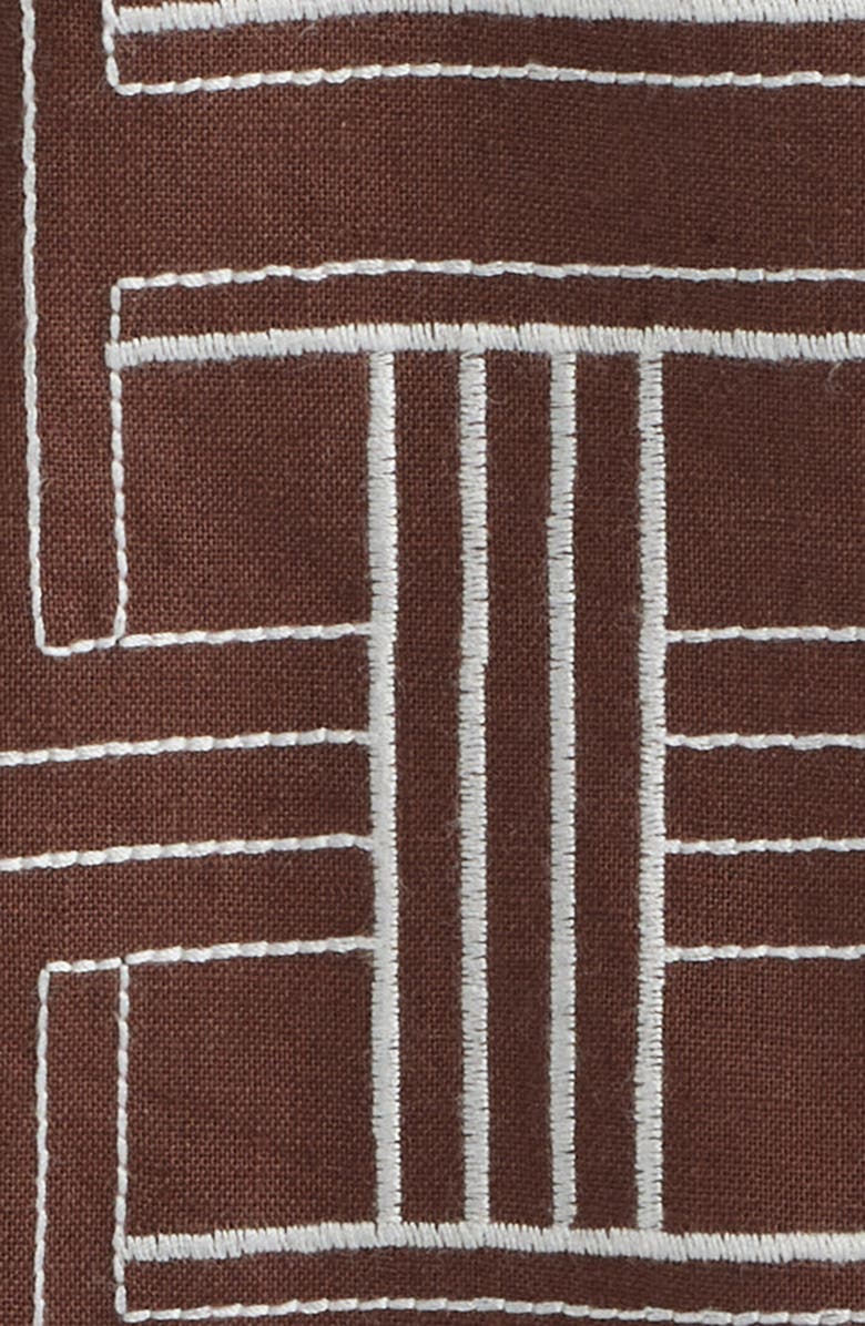 Percival Shashiko Embroidered Button-Up Shirt, Alternate, color, Brown