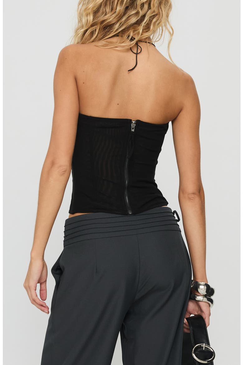 Oscuro Longline Sheer Mesh Corset Top, Alternate, color, BLACK