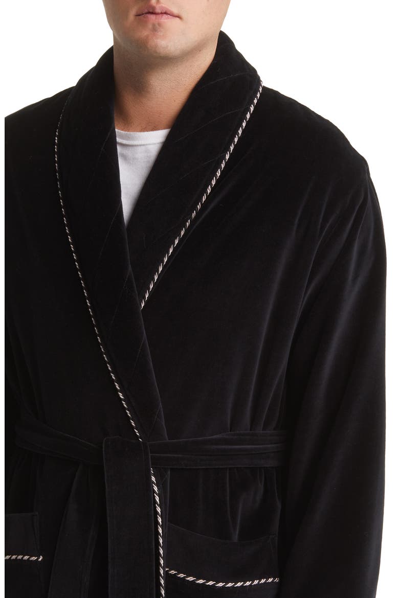 Refinery Velour Shawl Collar Robe, Alternate, color, BLACK