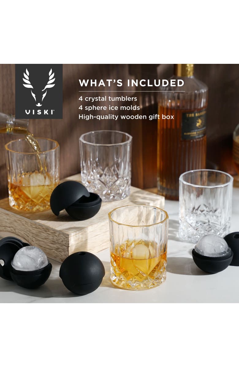 Viski Admiral 8-Piece Crystal Tumbler & Ice Sphere Box Set, Alternate, color, 