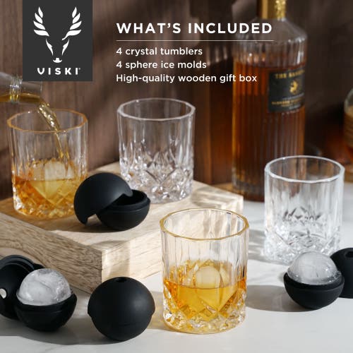 Viski Admiral 8-piece Crystal Tumbler & Ice Sphere Box Set In Clear