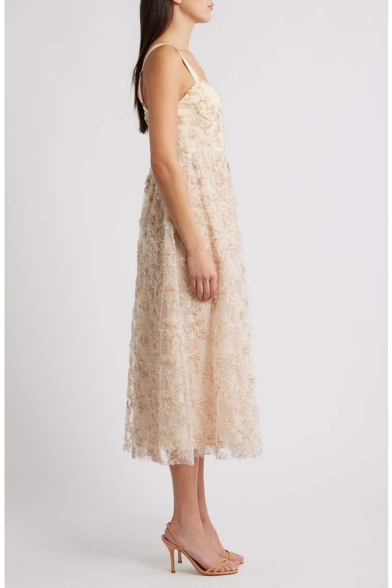 Ruffle Sleeveless Midi Dress, Alternate, color, TAN MULTI