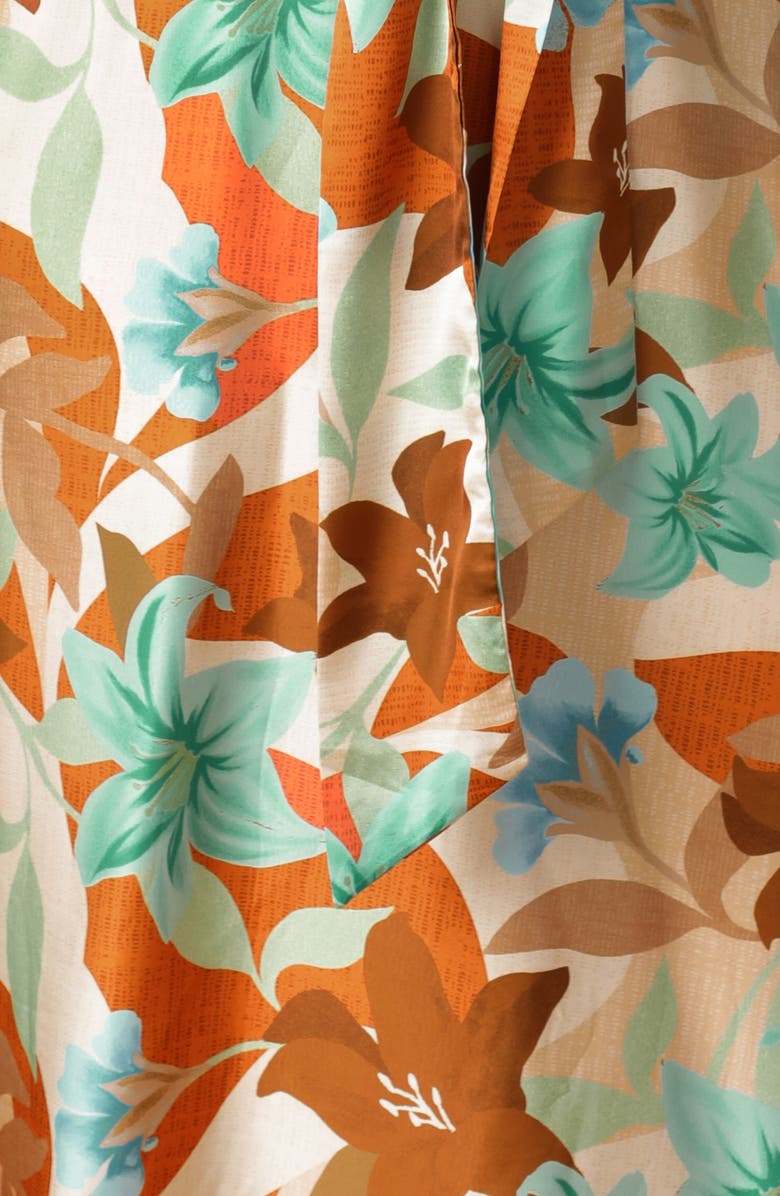 FLYING TOMATO Print Woven Midi Dress, Alternate, color, Rust Teal