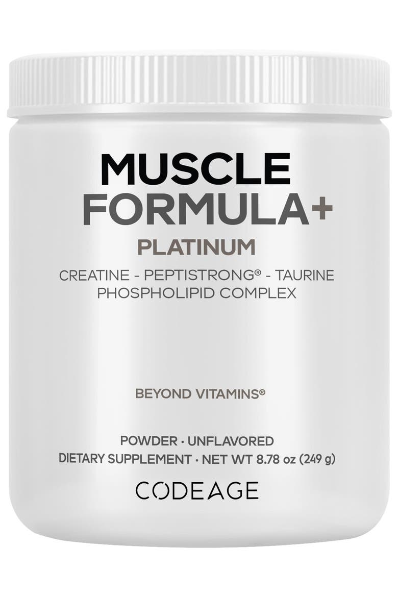 Muscle Formula+ Platinum Creatine Powder, PeptiStrong Fava Bean Protein Supplement, Main, color, White