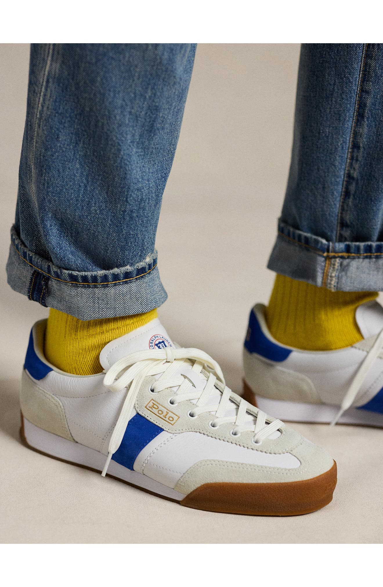 Hester Leather Sneaker, Alternate, color, WHITE/ ROYAL