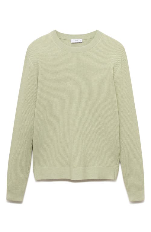 Mango Regular Fit Crewneck Rib Sweater In Green