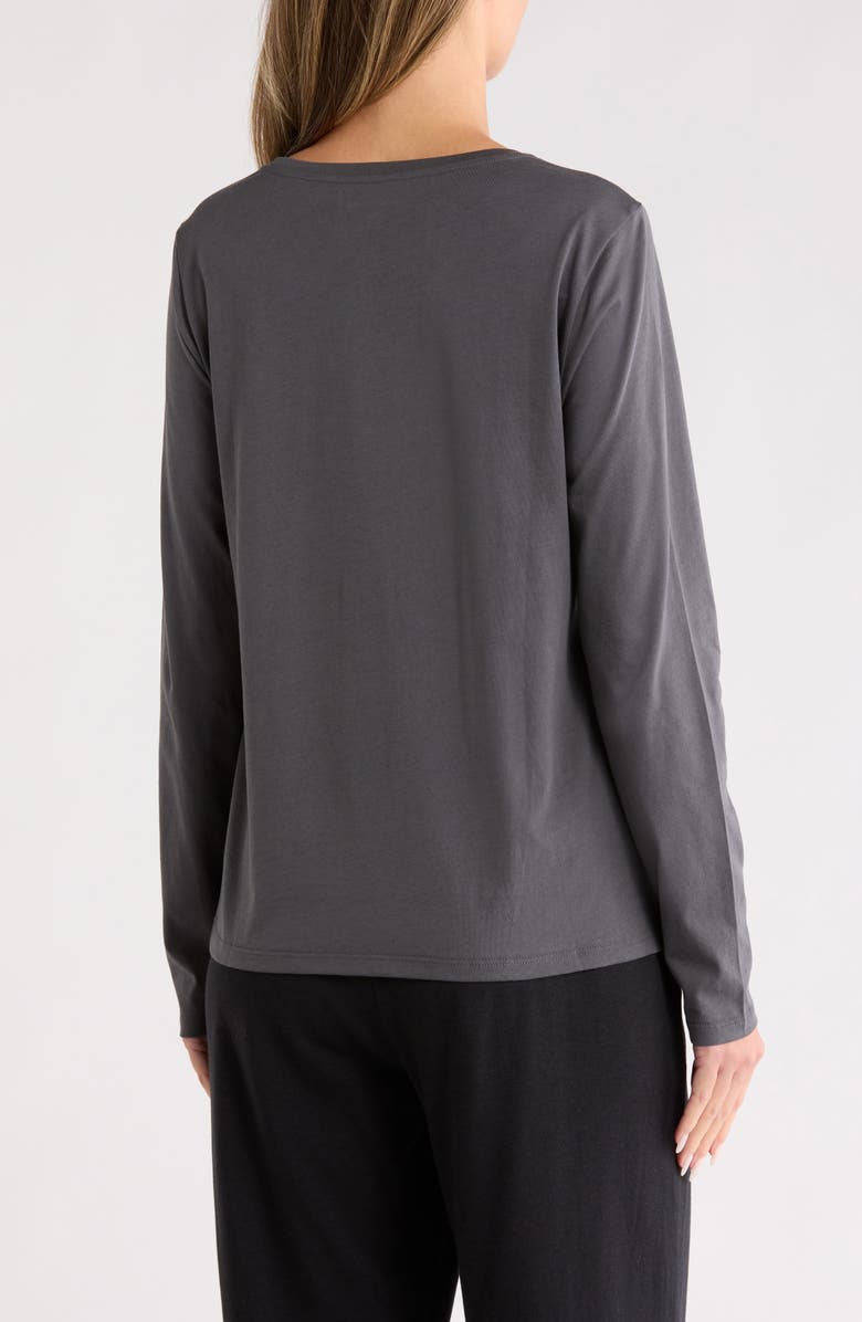Eileen Fisher Organic Cotton Long Sleeve T-Shirt, Alternate, color, Ebony