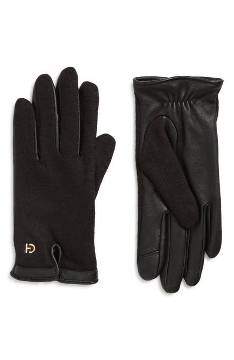 Wool Blend & Leather Gloves
