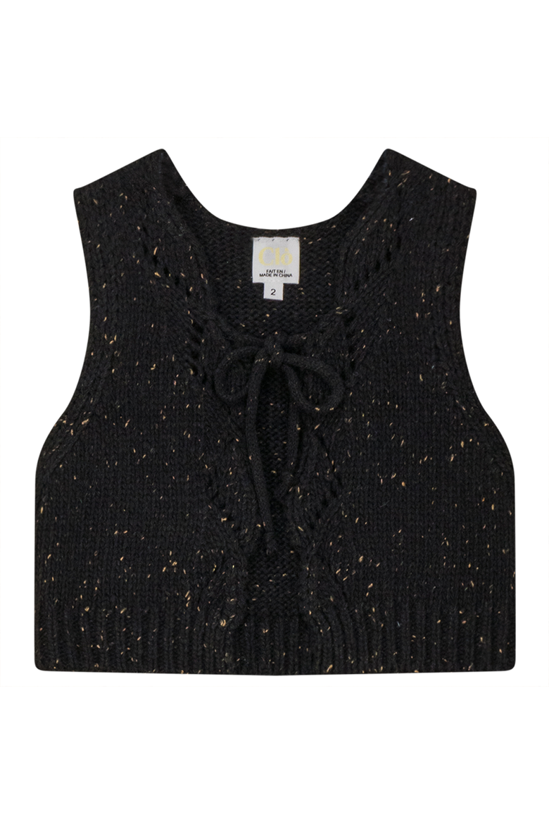 Knit Vest with Turbular Knit String, Main, color, Black Mix