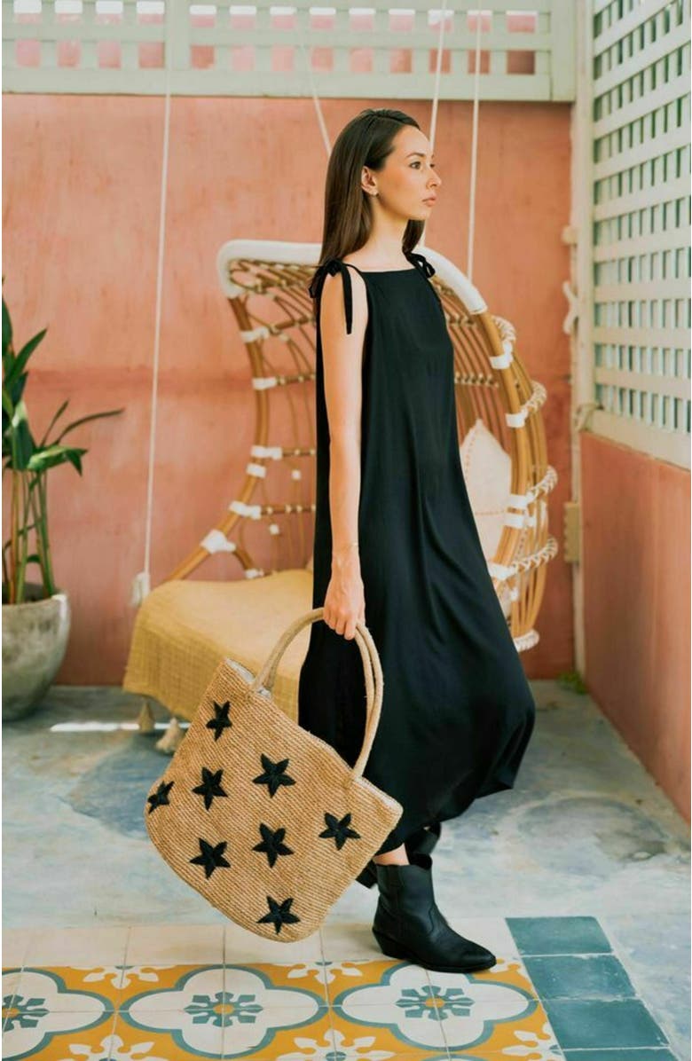 PINK HALEY Morgan Stars Pattern Raffia Tote, Alternate, color,