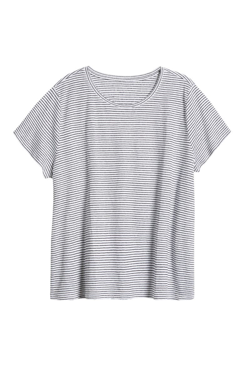 Stripe Organic Linen T-Shirt, Alternate, color, WHITE/ BLACK