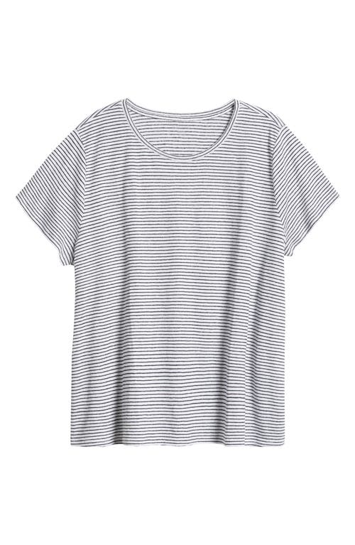 Eileen Fisher Short Sleeved Boxy Top In White/black