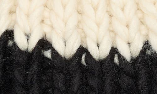 Vince Camuto Two-tone Pompom Beanie In Black