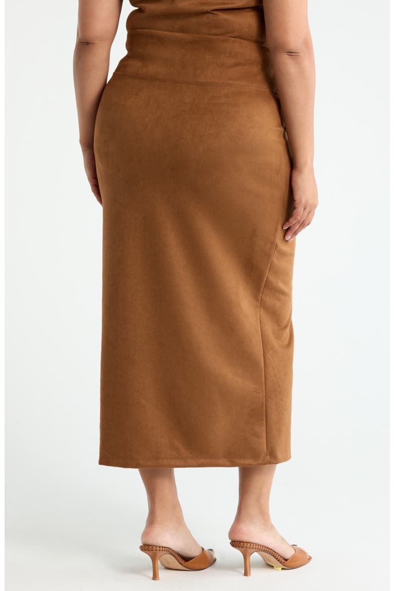 Faux Suede Midi Skirt, Alternate, color, CAMEL
