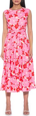 Alexia Admor Paris Sleeveless Asymmetric Tie Midi Dress