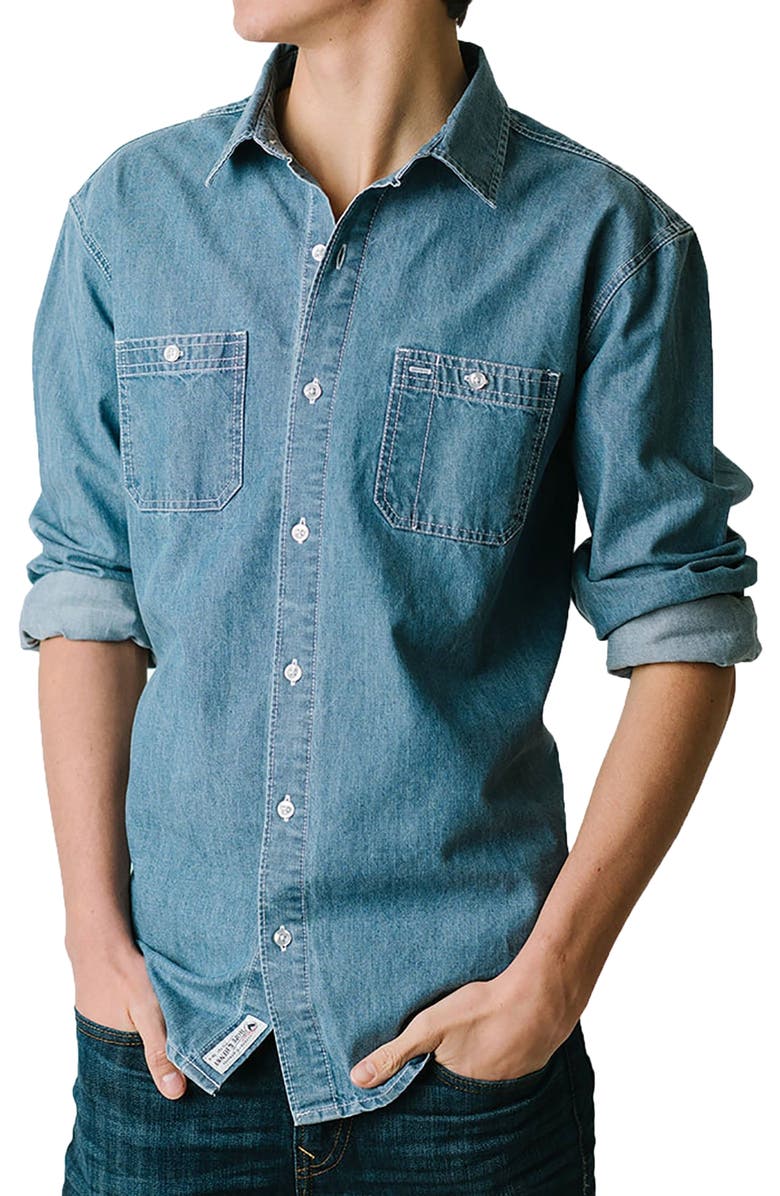 Hope & Henry Men's Chambray Button Down Shirt, Alternate, color, 