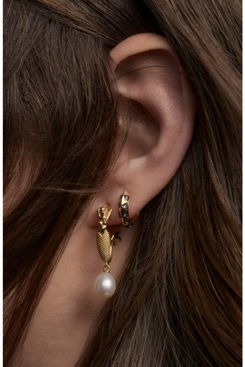 Siren Imitation Pearl Drop Earrings, Main, color, METALLIC GOLD