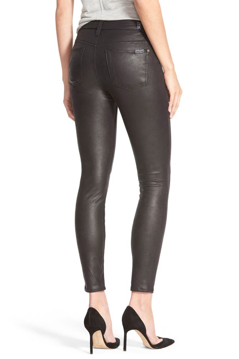 7 For All Mankind® High Rise Faux Leather Ankle Skinny Pants, Alternate, color, BLACK LEATHER LIKE