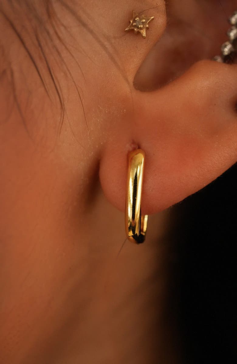 Argento Vivo Sterling Silver Oblong Hoop Earrings, Alternate, color, Gold